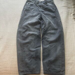 Gray Corduroy Wide Barrel Leg Cinch Back Pants BDG Urban Outfitters 30x32
